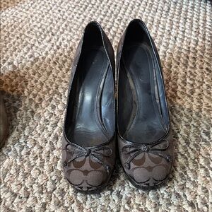 Coach Brown Heels with Bow Accent
